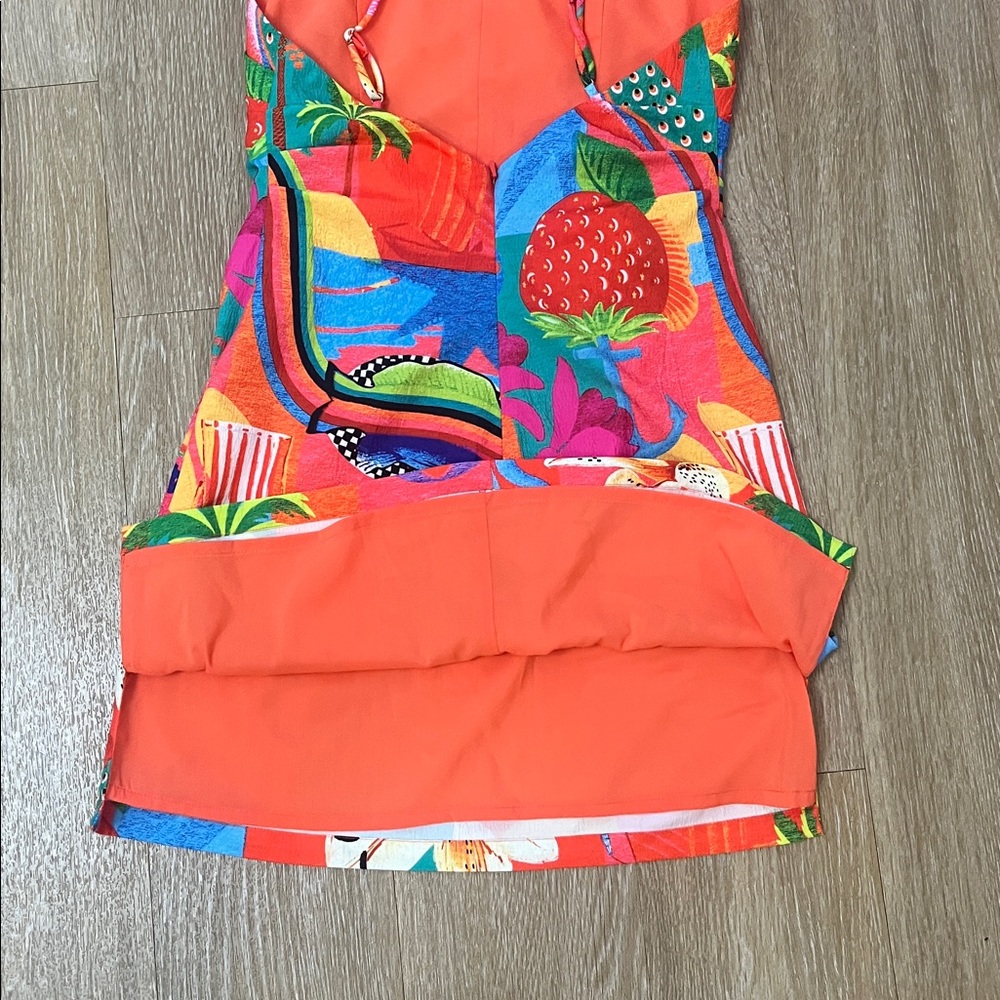Kulani Kinis Pilila Beaded String Floral Mini Dress Havana Haven Hawaiian sz S - Picture 14 of 16